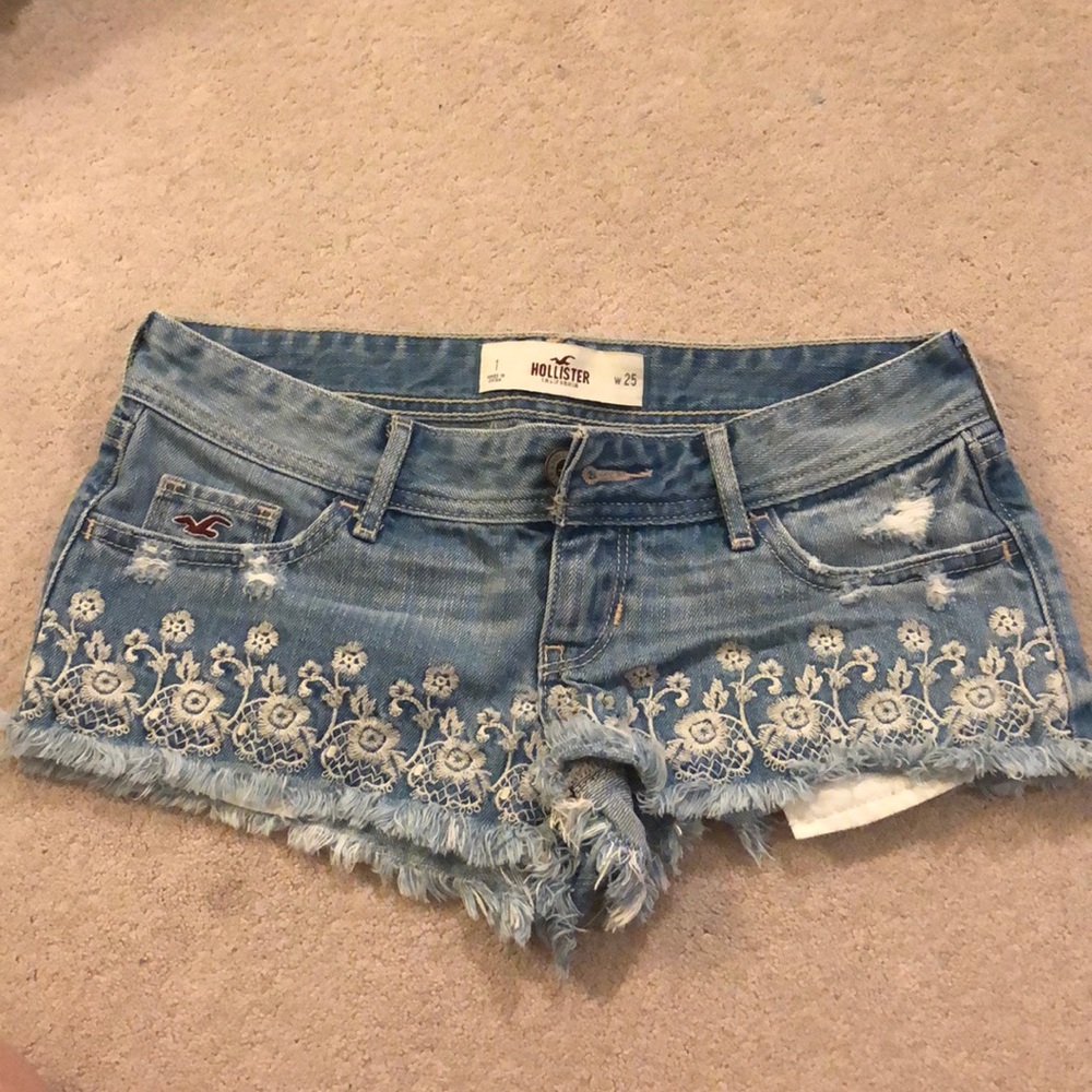Lace jean shorts